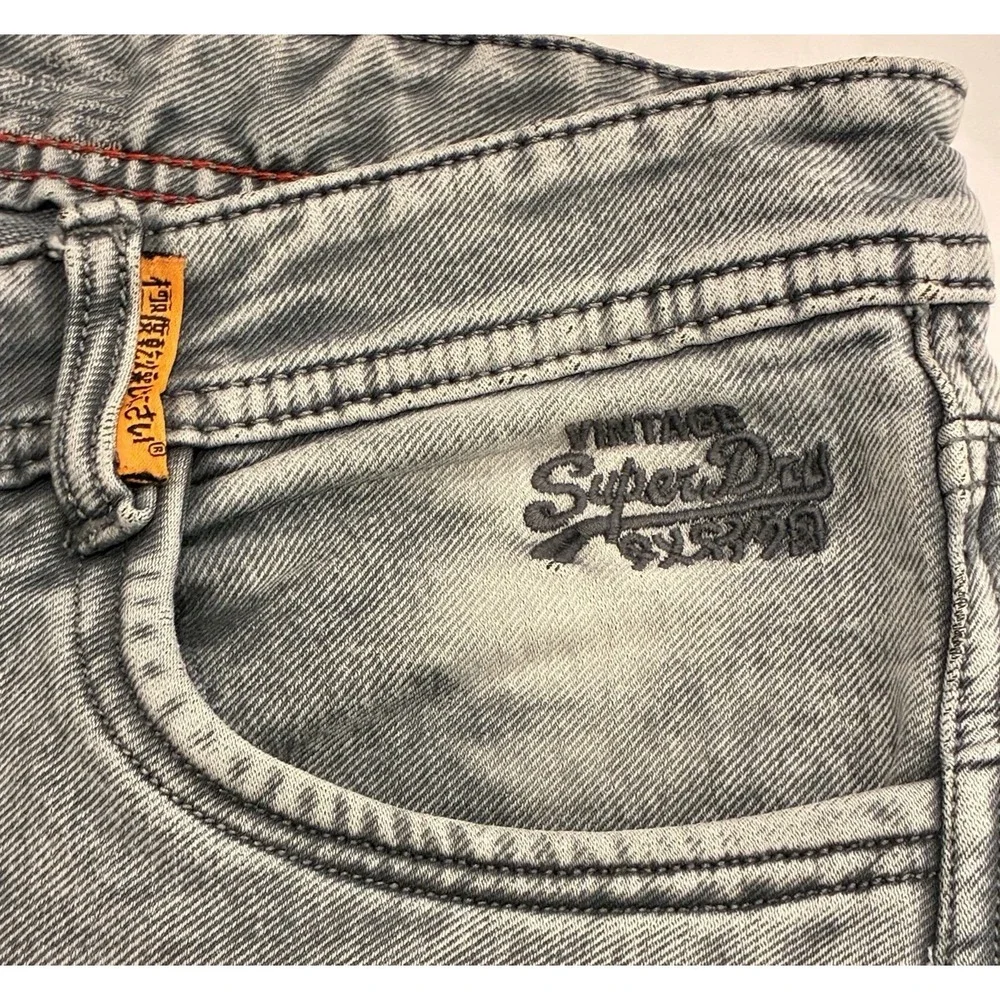 Superdry Vintage Superset Hightek Gray Acid Wash Jeans 32x30 Y2K Orange Tab